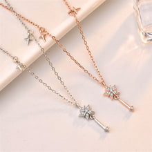 925 Sterling Silver CZ Star Wishing Stick Necklace