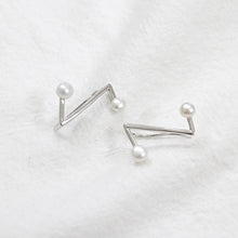 Z Shape Natural Pearl 925 Sterling Silver Hoop Earrings