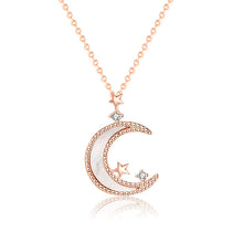 Women’s 925 Sterling Silver Crescent Moon Necklace with CZ Stars