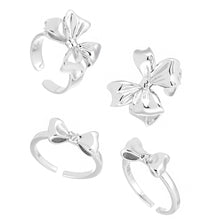 Adjustable 925 Sterling Silver Bow-Knot Ring for Girls