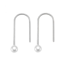 Simple U Created Pearl 925 Sterling Silver Earrings