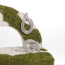 Frosted Hollow CZ Circle Dangling Earrings in 925 Sterling Silver