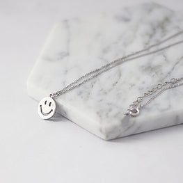 Happy Smile Face Emoji Necklace - Solid 925 Sterling Silver