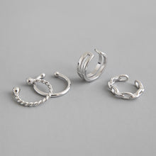 Simple Hollow Chain Twisted 925 Sterling Silver Non-Pierced Earring