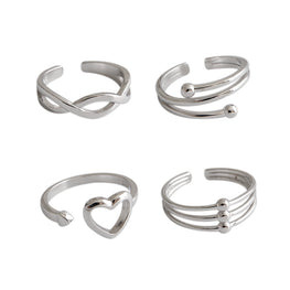 Adjustable 925 Sterling Silver Hollow Heart Ring