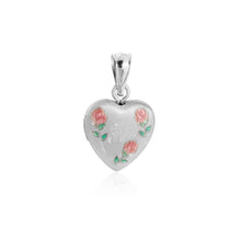 Red Rose Flower Heart 925 Sterling Silver Locket Necklace