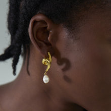 Large Irregular Natural Pearl Knot Earrings in 999 Sterling Silver