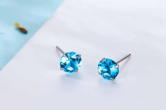 Elegant CZ White 925 Sterling Silver Round Stud Earrings