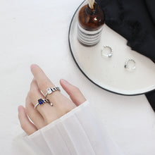 Vintage Square CZ Hollow Chain Adjustable Ring - 925 Sterling Silver