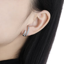 Modern Micro Setting CZ U Shape Sterling Silver Stud Earrings