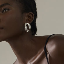 Trendy 999 Pure Silver Geometry Extra Large Stud Earrings