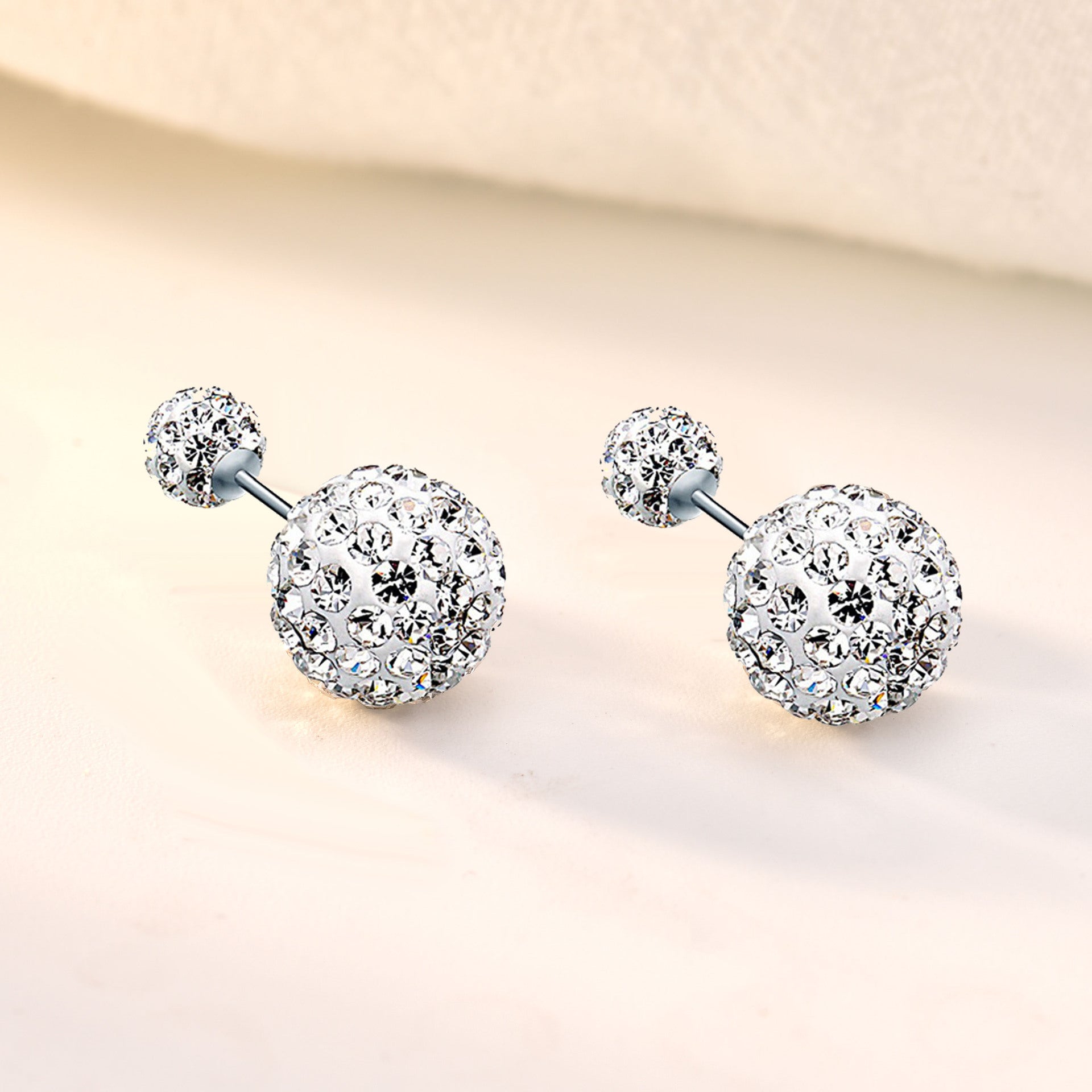 Micro Setting CZ Ball Stud Earrings in 925 Sterling Silver