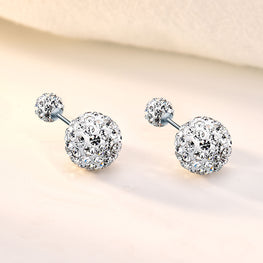 Micro Setting CZ Ball Stud Earrings in 925 Sterling Silver