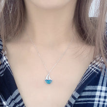 Casual Blue CZ Sailboat Necklace in 925 Sterling Silver
