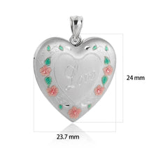 Beautiful Red Flowers Green Leaves 925 Sterling Silver Locket