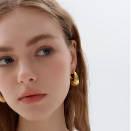 Chunky Irregular Pattern 999 Sterling Silver Hoop Earrings