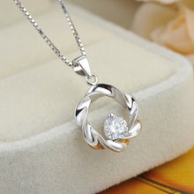 Circular Wave Twisted White/Purple CZ Pendant in 925 Sterling Silver