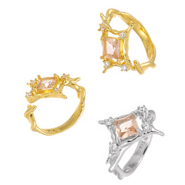 Fashion Radiant CZ Star Adjustable Ring in 925 Sterling Silver