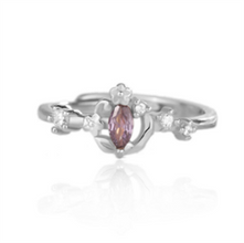 Elegant Adjustable Purple CZ Crown Ring in 925 Sterling Silver