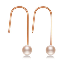 Simple U Created Pearl 925 Sterling Silver Earrings