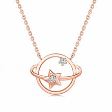 Lady Hollow CZ Star Planet Necklace - 925 Sterling Silver