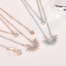 CZ Sunrise Sunshine Double Layer 925 Sterling Silver Necklace