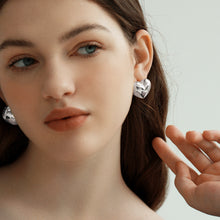 Sterling Silver Big Heart Star Earrings