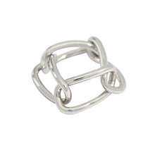 Fashion Hollow Paperclip Chain 925 Sterling Silver Adjustable Ring