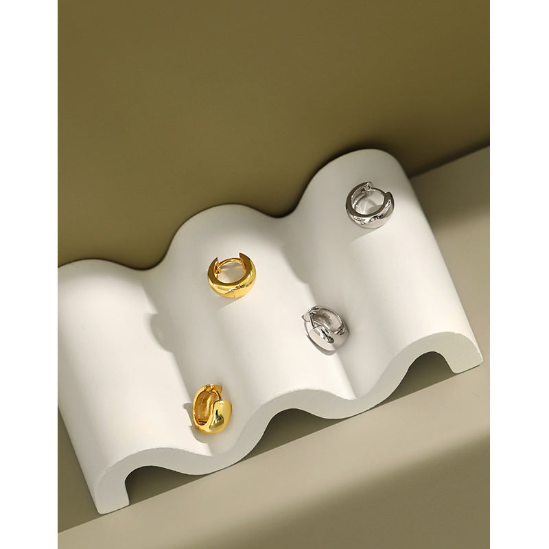 Versatile S925 Pure Silver Round Earrings for Students