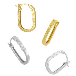Classic Irregular U Shape 925 Sterling Silver Hoop Earrings