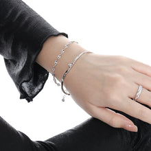Simple Irregular CZ Wave 925 Sterling Silver Open Bangle