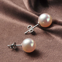 925 Sterling Silver White Shell Pearl Stud Earrings (6/8mm)