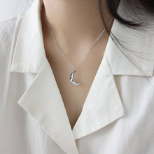 Minimalist Irregular Crescent Moon Necklace in 925 Sterling Silver