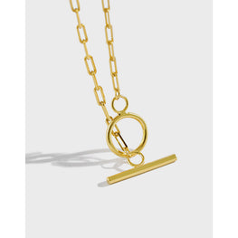 S925 Pure Silver OT Buckle Chain Necklace for Women