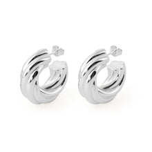 Exaggerated Hollow Chunky Twisted 999 Sterling Silver Hoop Earrings