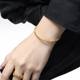 Irregular Geometry Carved 925 Sterling Silver Open Bangle