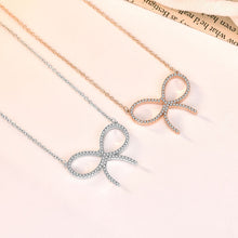 Girl's 925 Sterling Silver CZ Hollow Bowknot Necklace