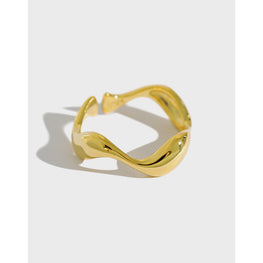 Minimalist Irregular Wavy Stacked Silver Ring for Women