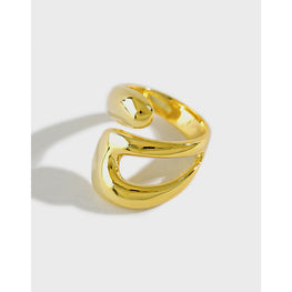 Adjustable 925 Sterling Silver Wide Double Layer Hollow Cross Ring