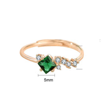 Classic Green CZ Rhombus Adjustable Ring in 925 Sterling Silver