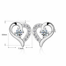 Girl CZ Hollow Heart Love 925 Sterling Silver Stud Earrings