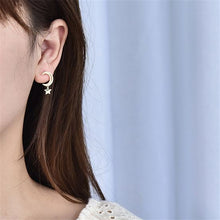 CZ Crescent Moon and Stars 925 Sterling Silver Stud Earrings