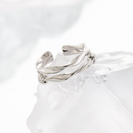 Double Layer Twisted Knot Adjustable 925 Sterling Silver Ring
