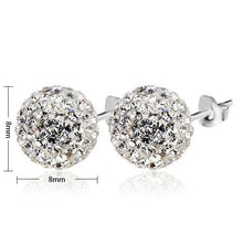 925 Sterling Silver CZ Pave Ball Stud Earrings