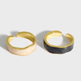 Adjustable 925 Sterling Silver Epoxy Wave Ring