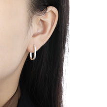 Classic Irregular Carved U Shape 925 Sterling Silver Hoop Earrings