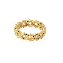 Hollow Curb Chain 925 Sterling Silver & Yellow Gold Ring