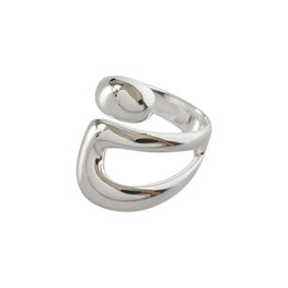 Adjustable 925 Sterling Silver Wide Double Layer Hollow Cross Ring