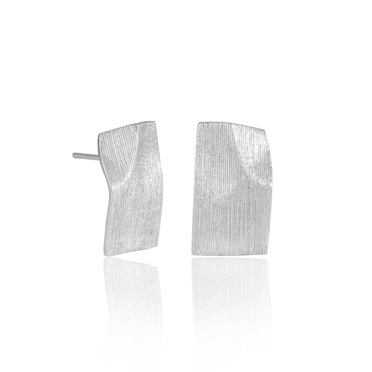Irregular Rectangle 925 Sterling Silver Stud Earrings