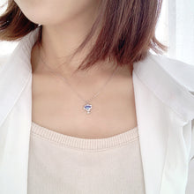 Women’s Blue CZ Rose Flower Bouquet Necklace - 925 Sterling Silver